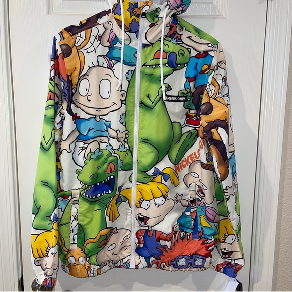 Member's Only X Nickelodeon RugRats All Over Print Windbreaker Hoodie Jacket- S - Picture 2 of 8